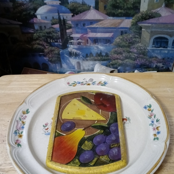 VTG International Heartland Serving 🍇 Platter&1 Clay Art Cheese Cutting Board. - Picture 4 of 16